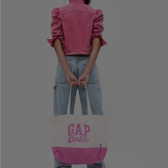 GAP x Barbie Pink Jean Jacket Puff Sleeves XL - Picture 3 of 7